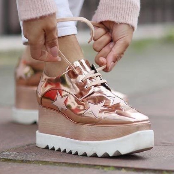 Stella McCartney Metallic Elyse Stars Derbys (Pink Rose Gold) - Picture 3 of 12